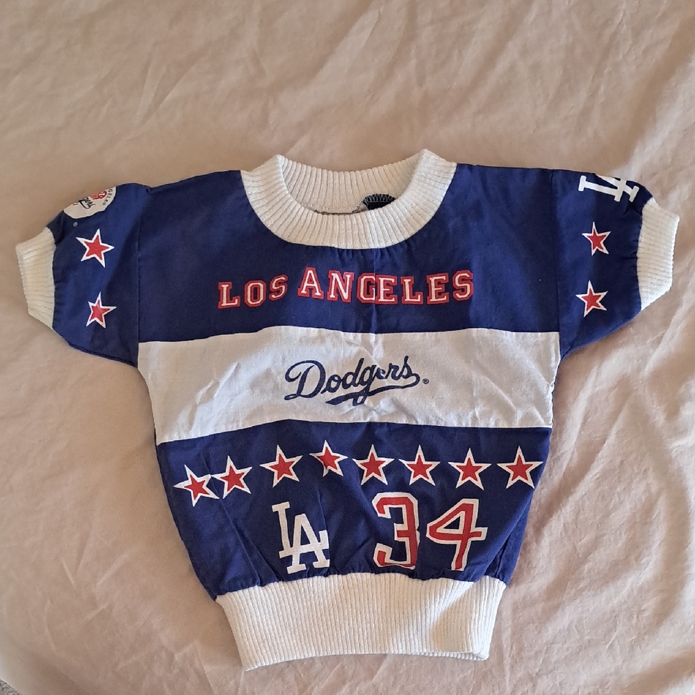 Vintage Los Angeles Dodgers Kids Shirt - Blue and White